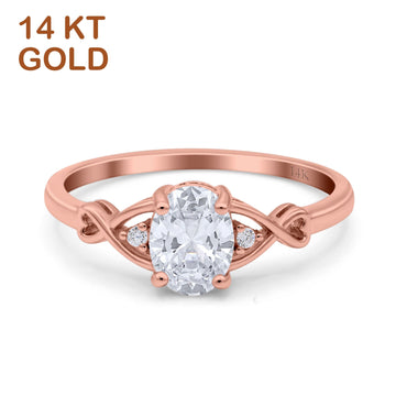 14K Rose Gold Oval Infinity Engagement Ring Cubic Zirconia Wholesale